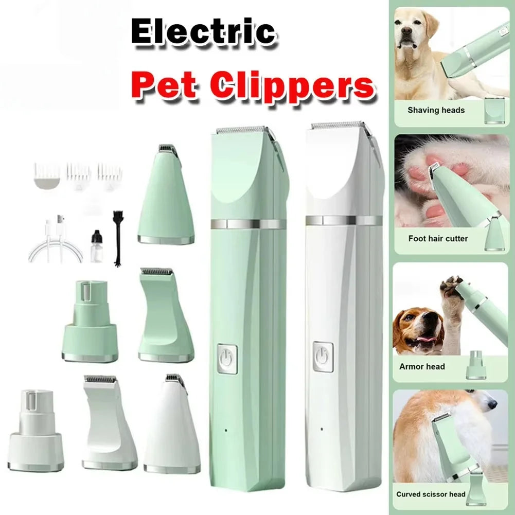 Professional 4-in-1 Electric Pet Grooming Tool Set Dog Hair Clippers USB Rechargeable Pets Haircut Trimmer Shaver Cats Supplies