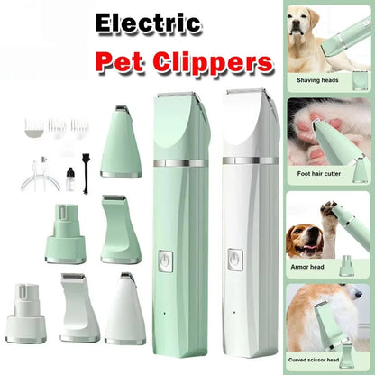 Professional 4-in-1 Electric Pet Grooming Tool Set Dog Hair Clippers USB Rechargeable Pets Haircut Trimmer Shaver Cats Supplies