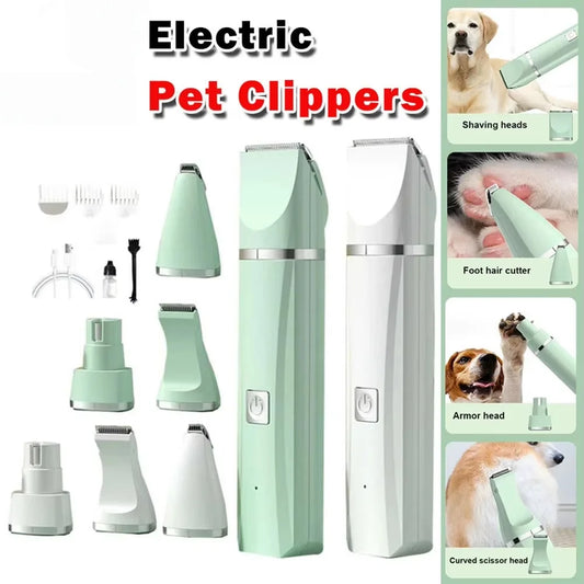 Professional 4-in-1 Electric Pet Grooming Tool Set Dog Hair Clippers USB Rechargeable Pets Haircut Trimmer Shaver Cats Supplies